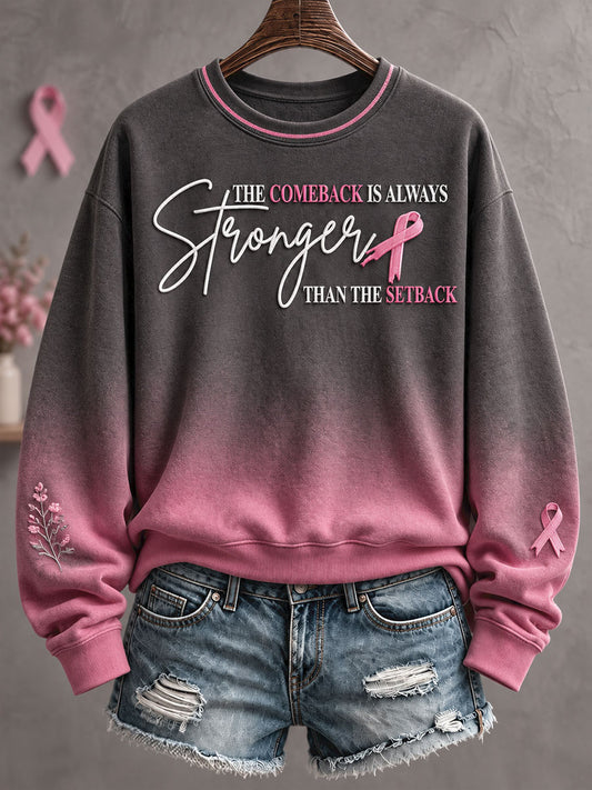 Kvinders brystkræft bevidsthed lyserød blomsterkunst trykt sweatshirt