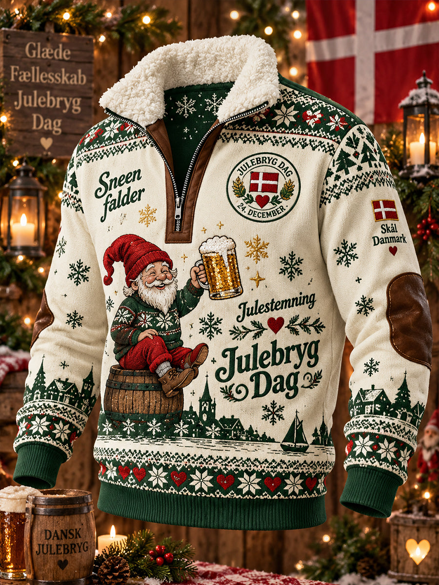 Herre-juleøldag grafisk print turtleneck sweatshirt med lange ærmer
