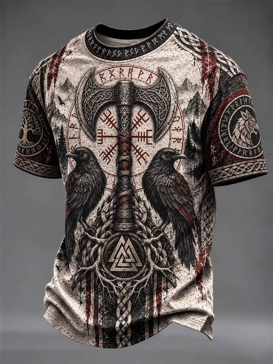 Mænds vikingetrykt t-shirt
