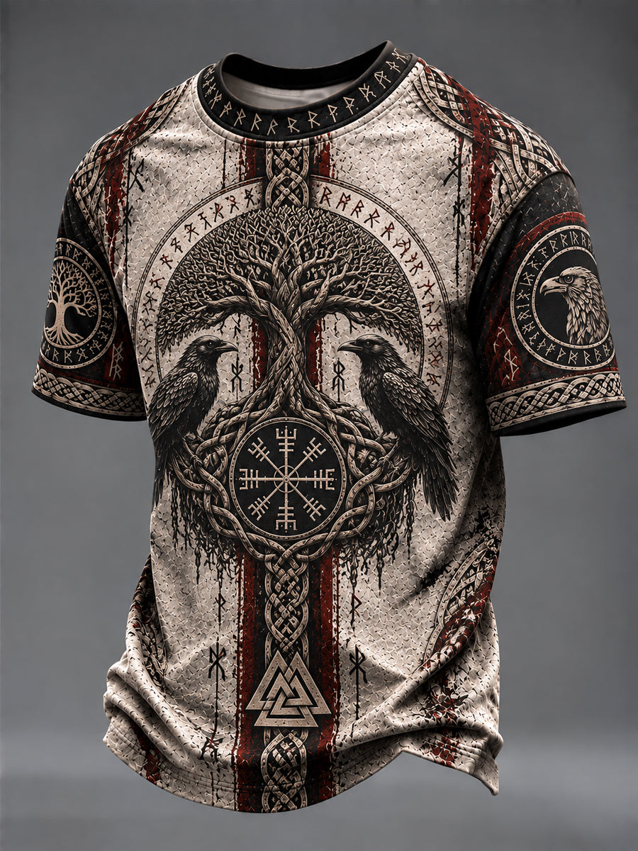 Mænds vikingetrykt t-shirt