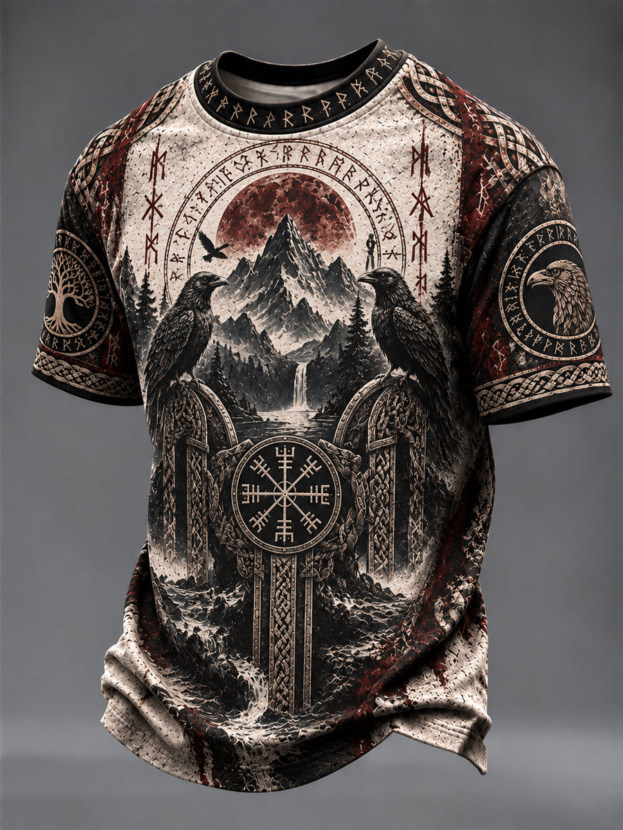 Mænds vikingetrykt t-shirt