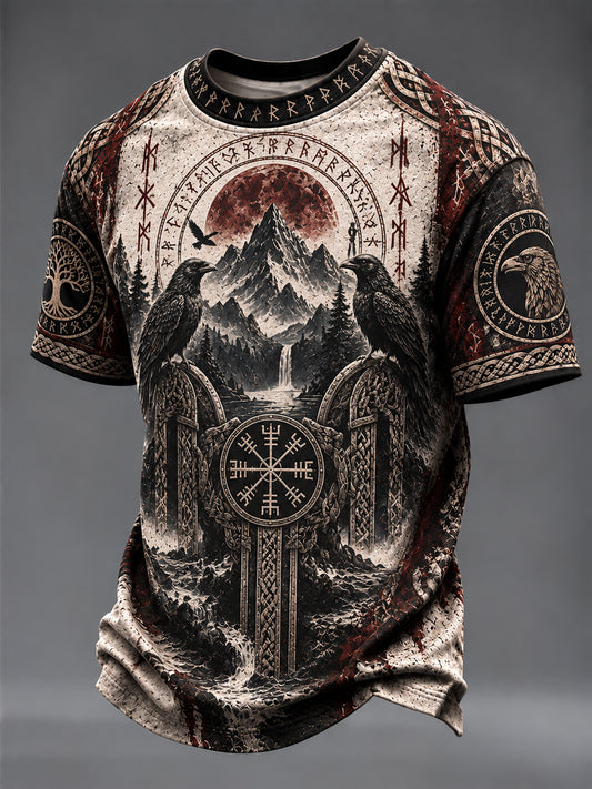 Mænds vikingetrykt t-shirt