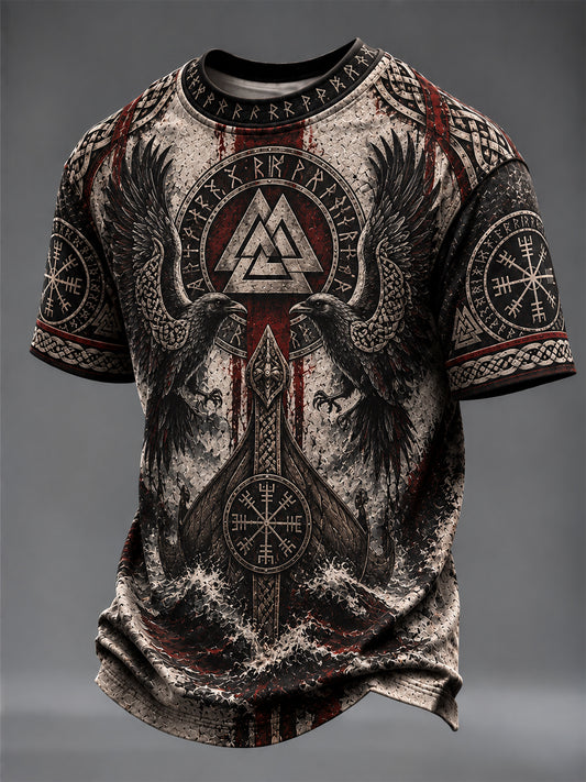 Mænds vikingetrykt t-shirt
