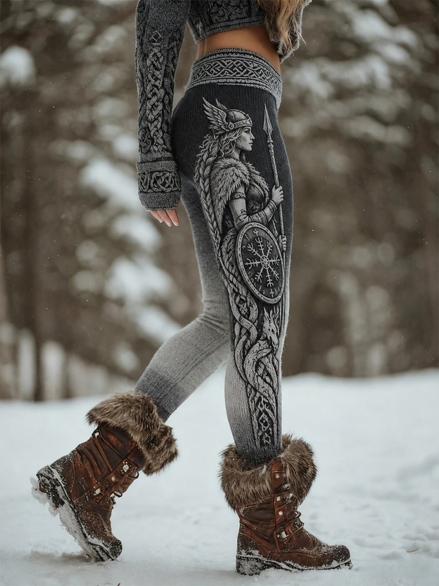 Kvinders Retro Nordic Viking Gradient Sport Stretch Velvet Leggings