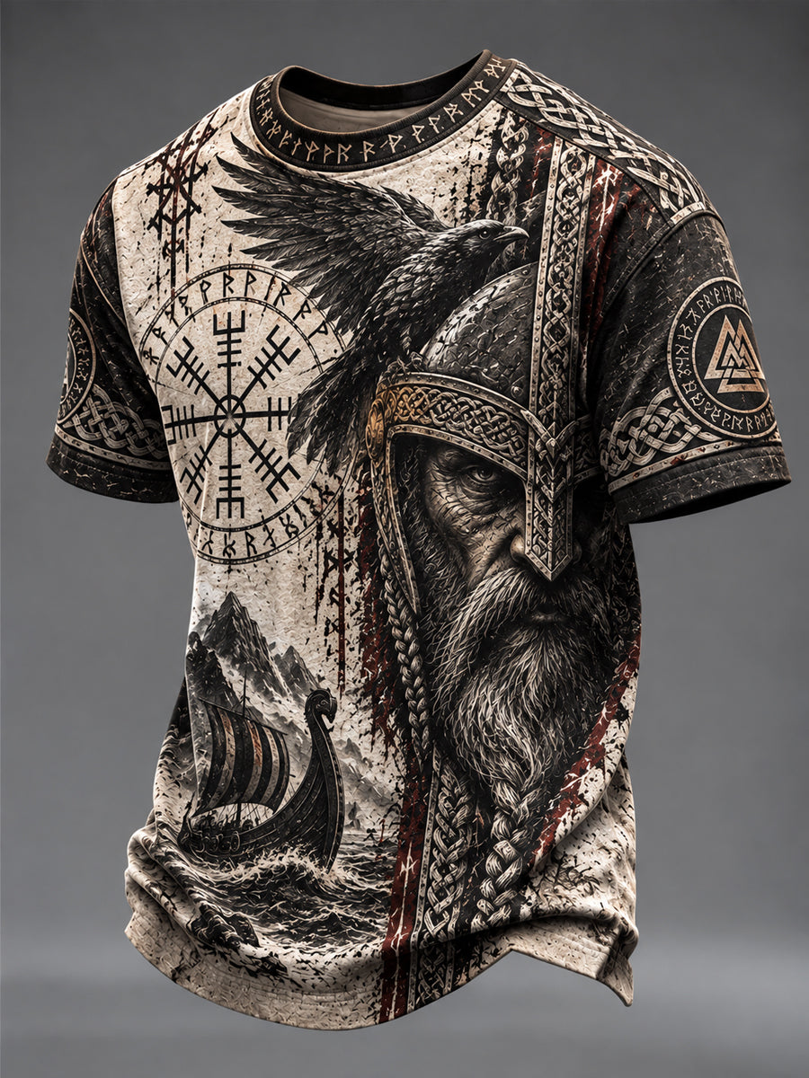 Mænds vikingetrykt t-shirt