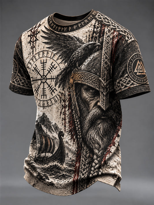 Mænds vikingetrykt t-shirt