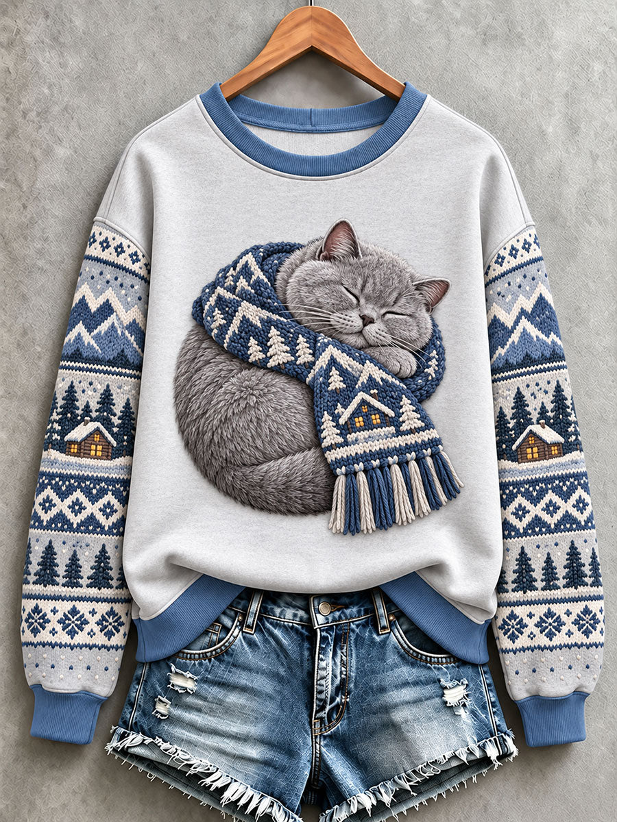 Kvinders søde kattekunst almindelig sweatshirt