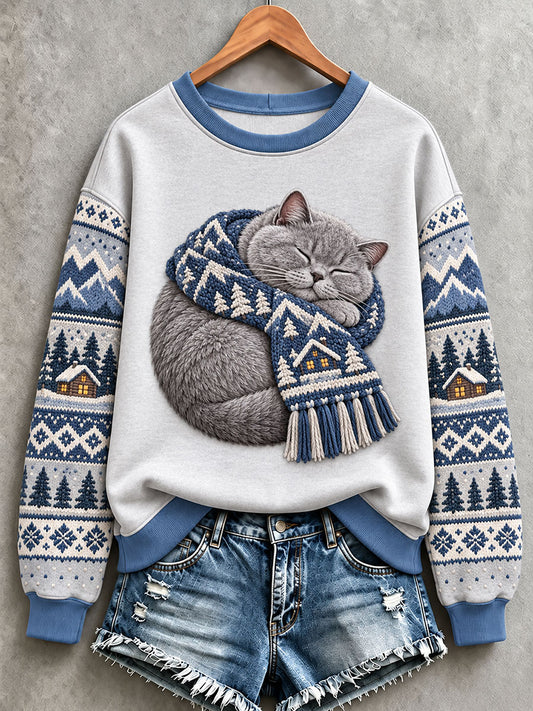 Kvinders søde kattekunst almindelig sweatshirt