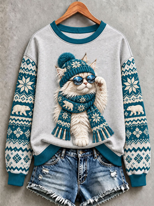 Kvinders søde kattekunst almindelig sweatshirt
