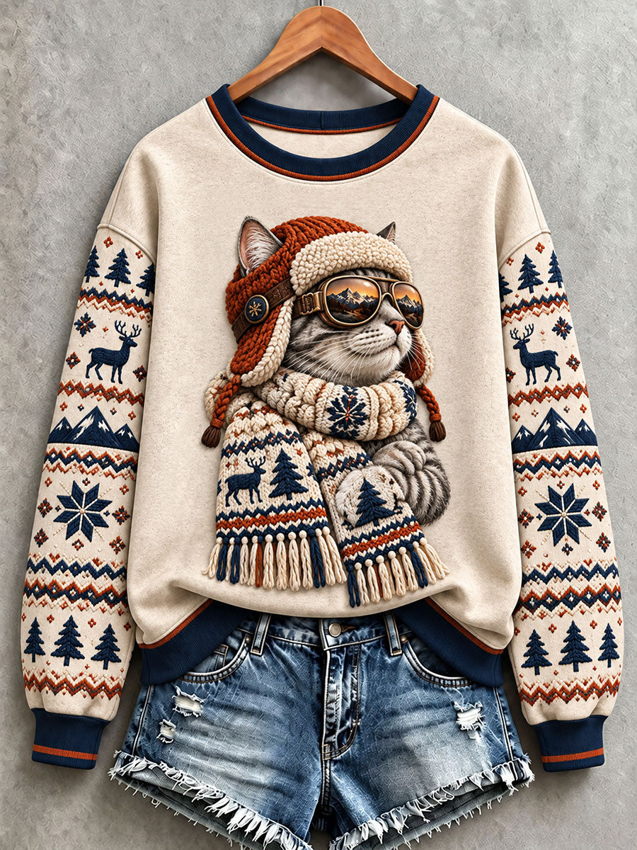 Kvinders søde kattekunst almindelig sweatshirt