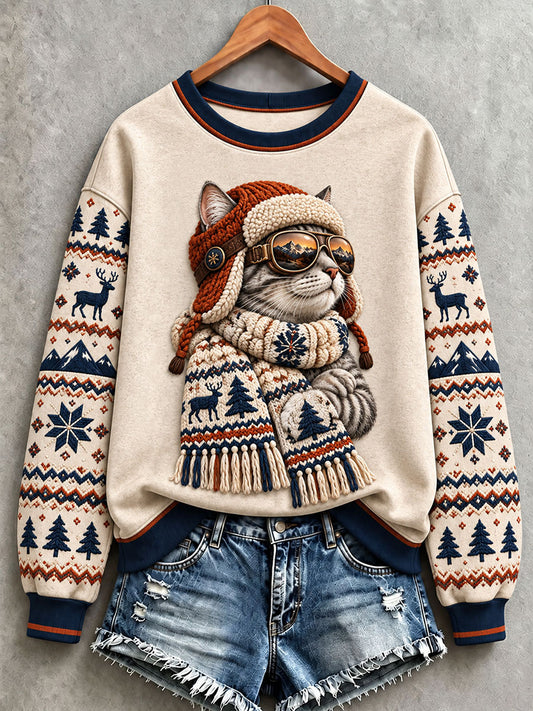 Kvinders søde kattekunst almindelig sweatshirt