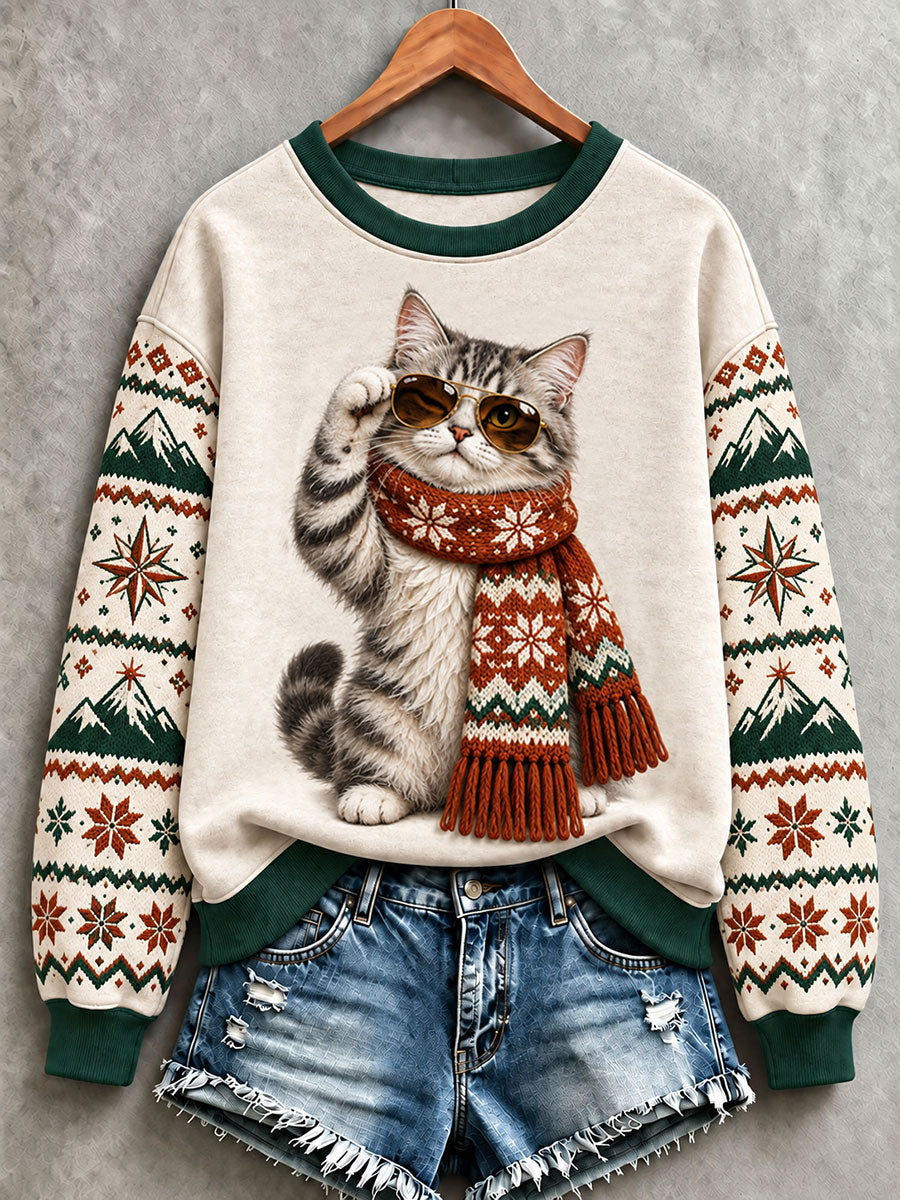 Kvinders søde kattekunst almindelig sweatshirt