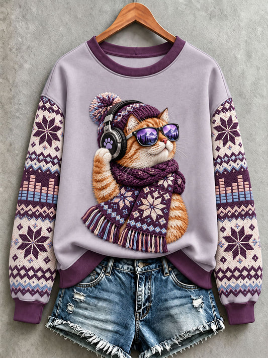 Kvinders søde kattekunst almindelig sweatshirt