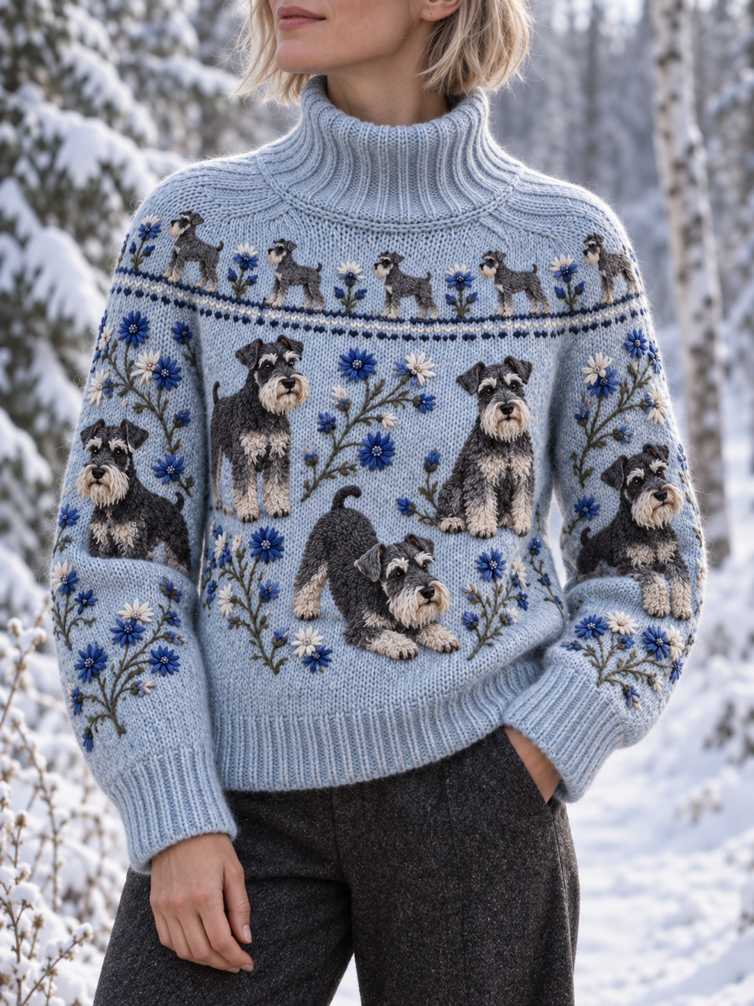Kvinders højhalset pels sweater.