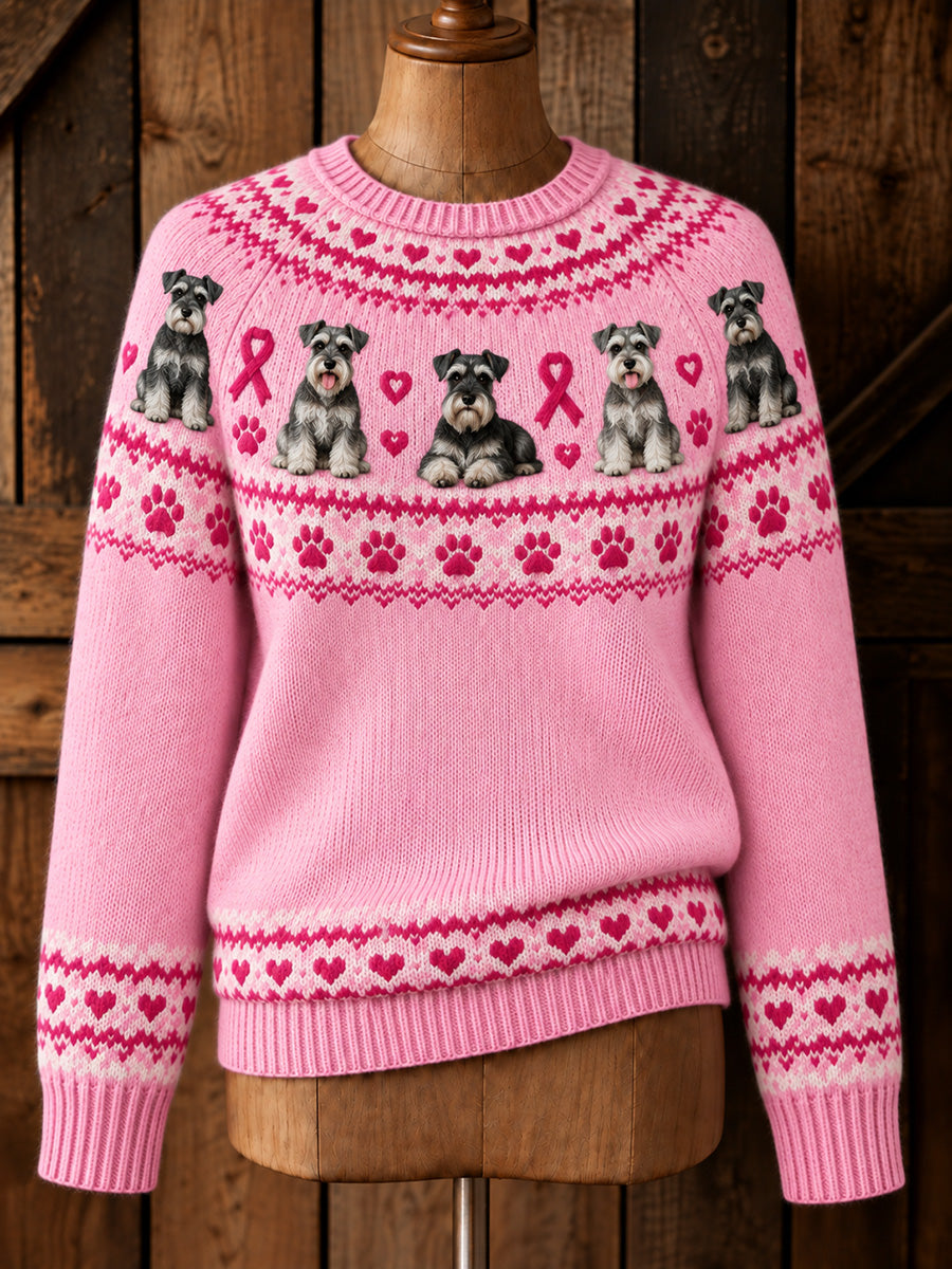 Kvinders vintage pink bånd schnauzer sejløje-print langærmet sweater