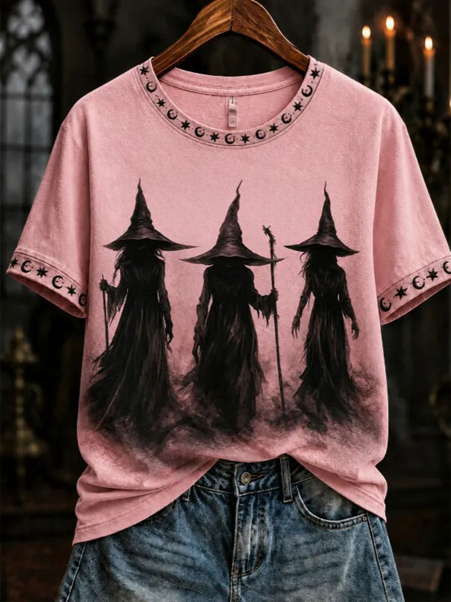 Kvinders brystkræft bevidsthed heks Print Kortærmet T-shirt