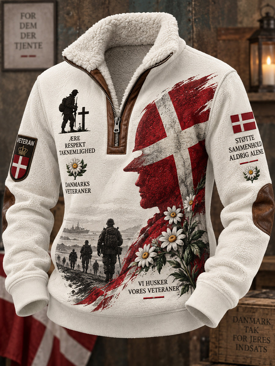 Mænds Veteran Memorial Grafisk print Mock-hals Langærme Sweatshirt