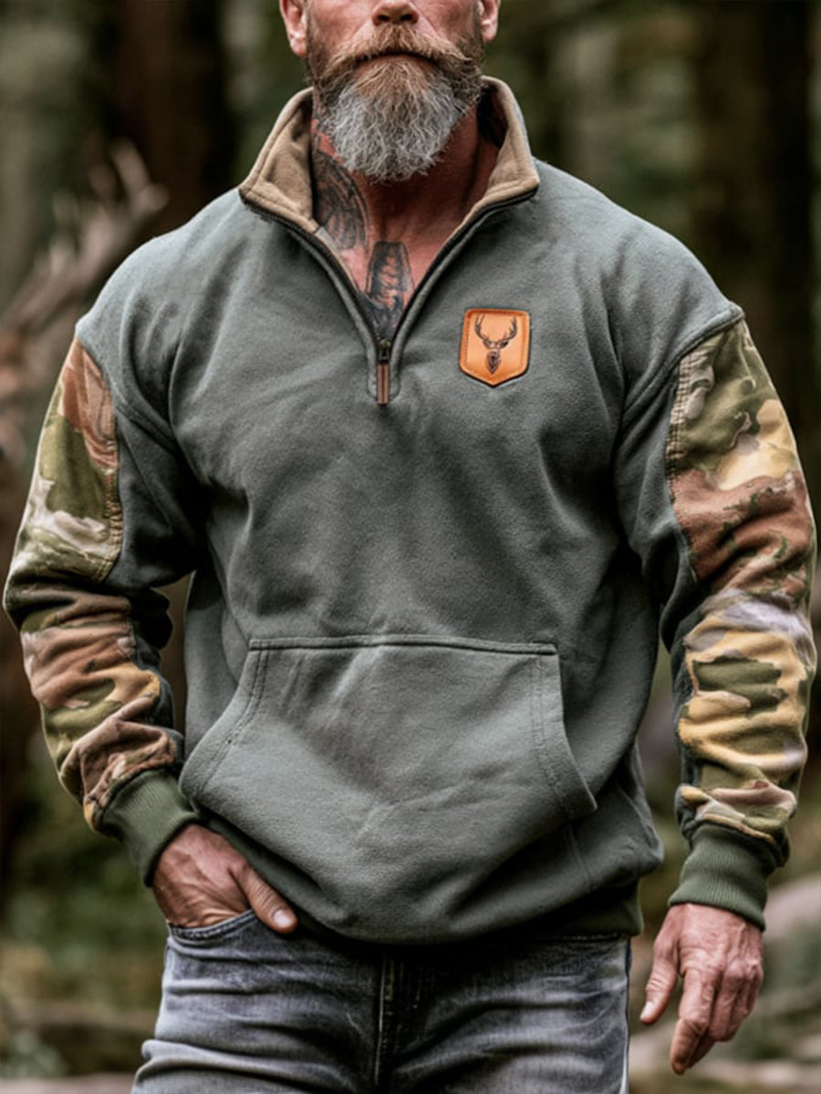 Mænds Retro farve-blok udendørs zip-up sweathirt