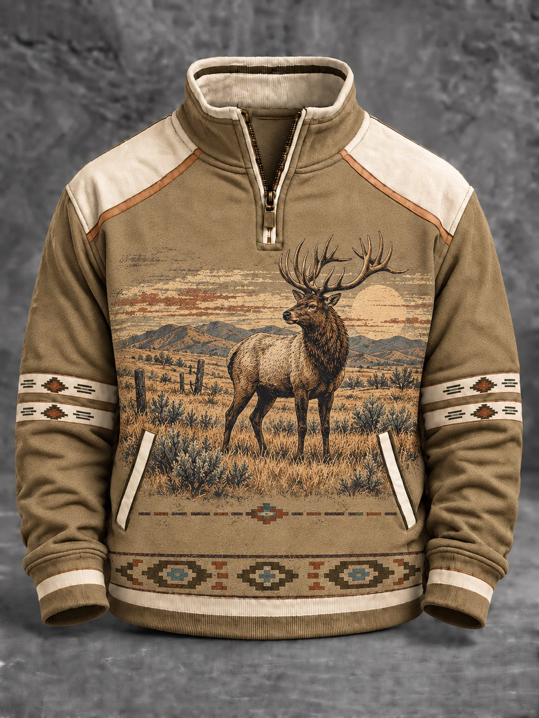 Mænds retro western-printet sweatshirt