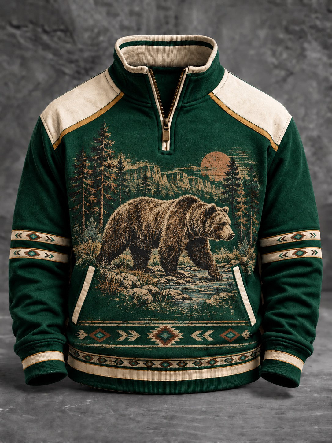 Mænds retro western-printet sweatshirt