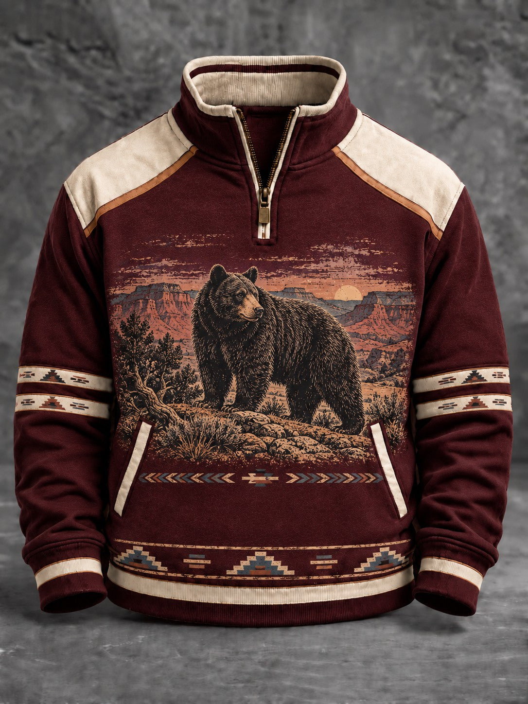 Mænds retro western-printet sweatshirt