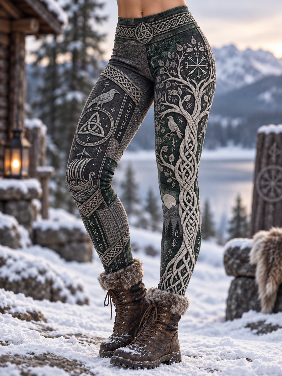Vikingkunstlige fløjlsleggings til kvinder