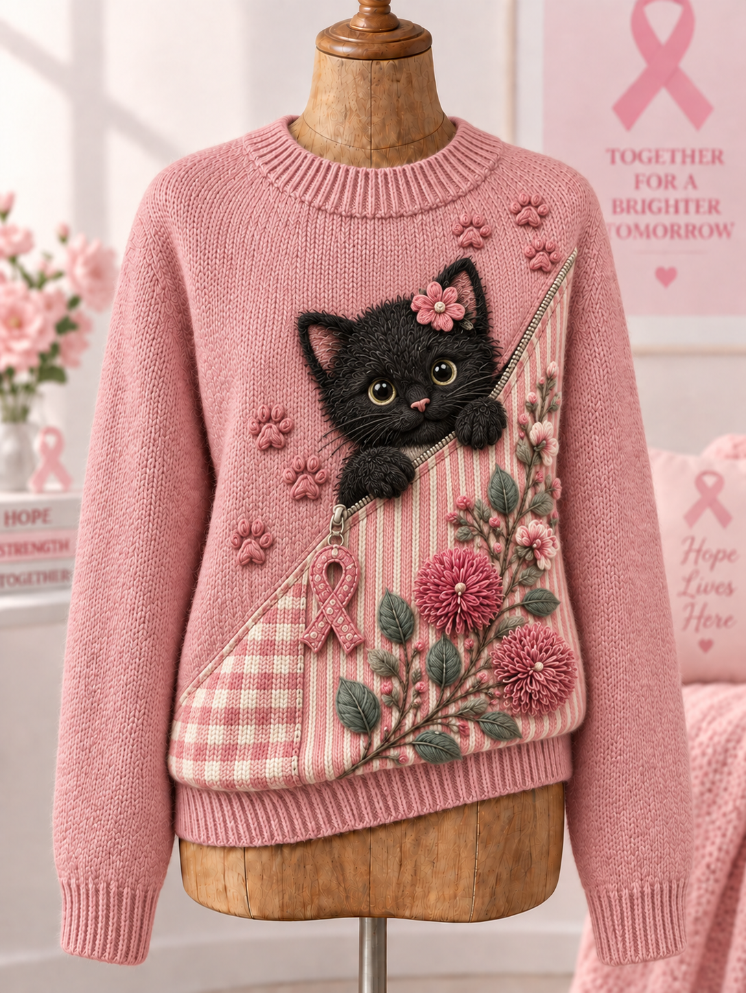 Kvinders brystkræft langærmet sweater