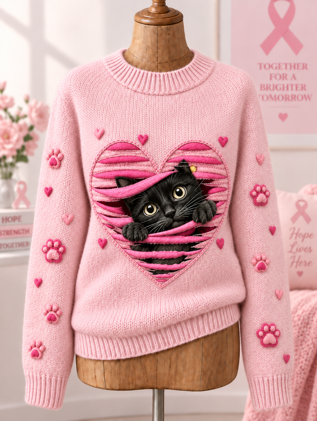 Kvinders brystkræft langærmet sweater