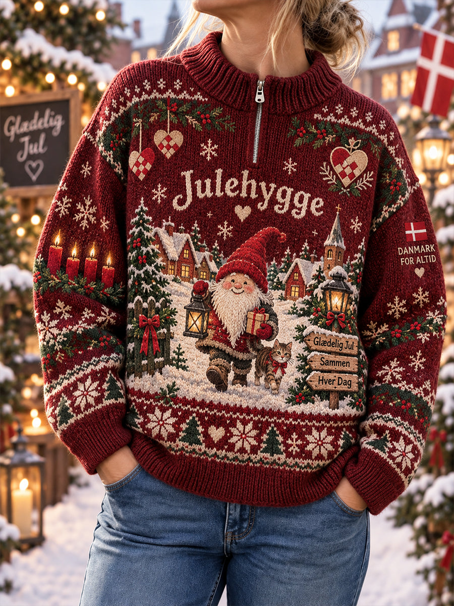 Damestrøje med langærmet turtleneck og julemotiv