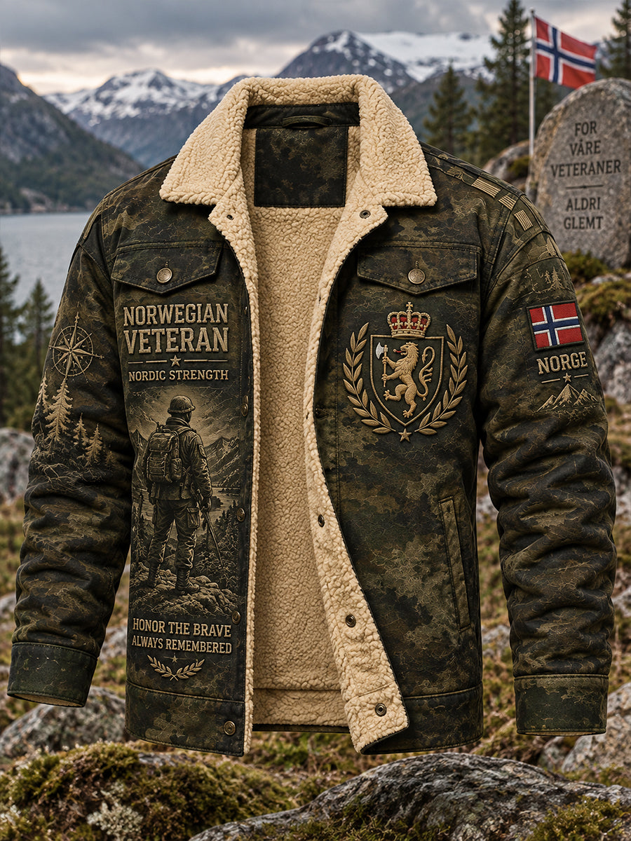 Menneskjakke med militærveteran minnetrykk