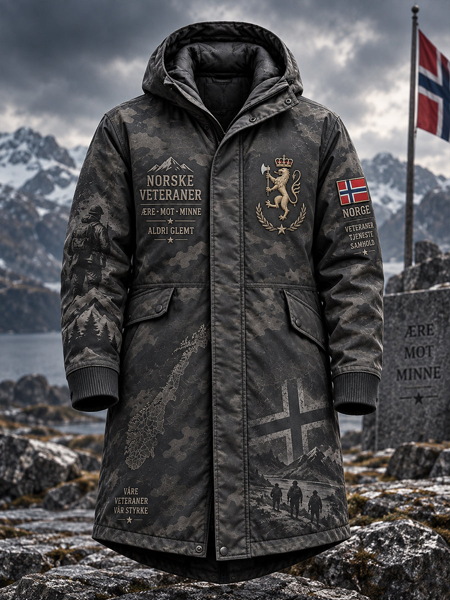 Menns militær-tema grafisk utskrift langline med hætteblåsere