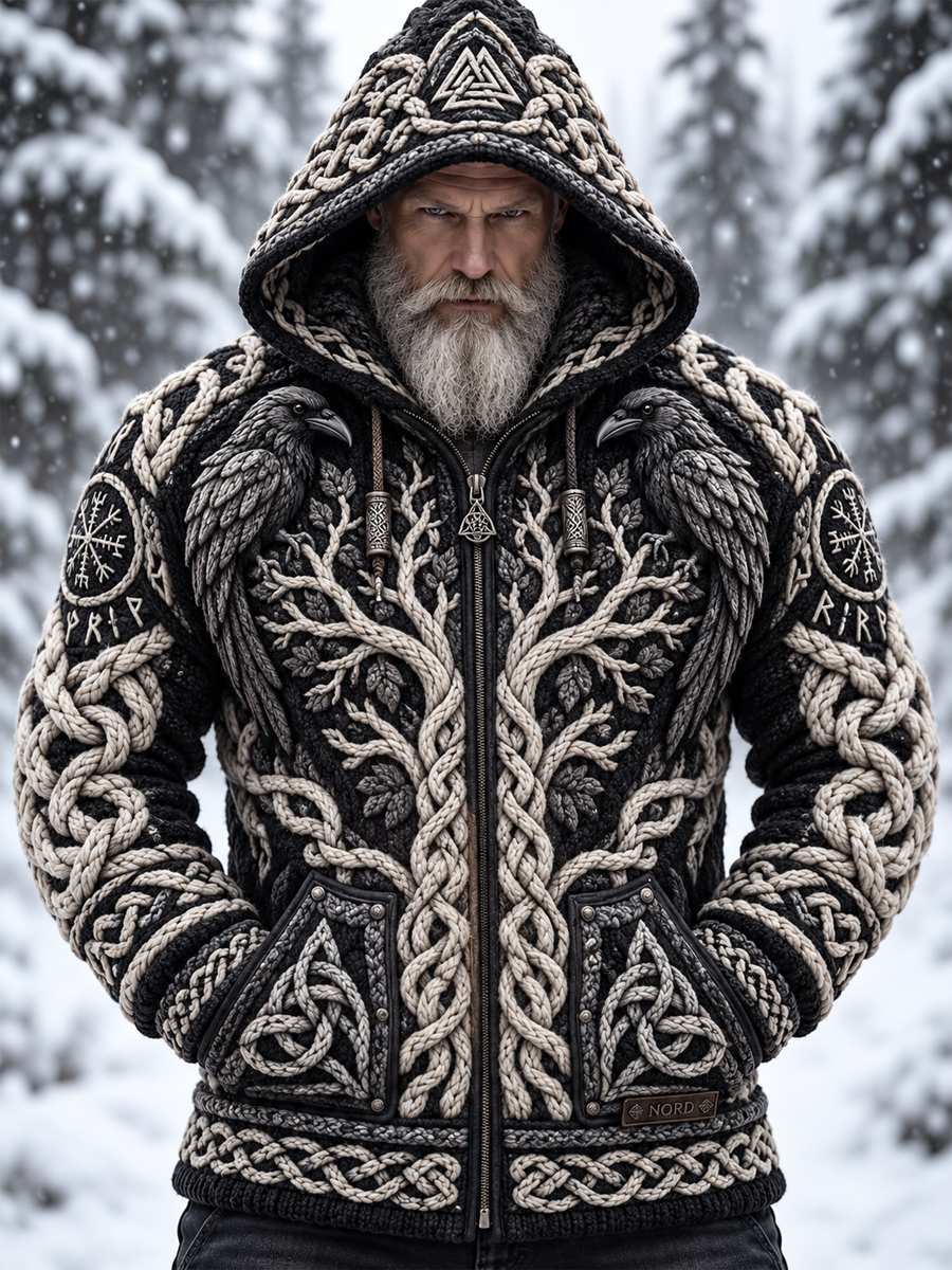Herrefrakke i vikingestil af flannel
