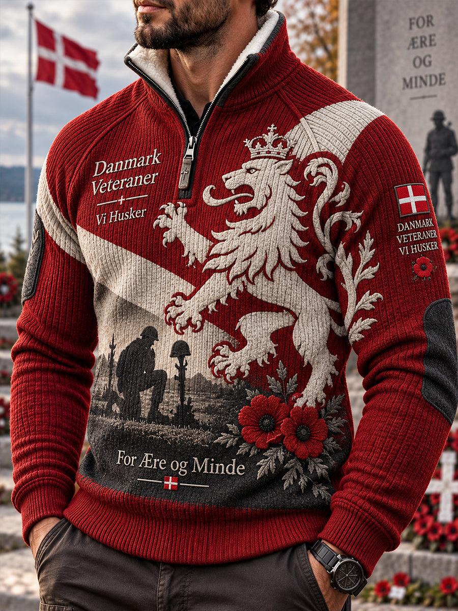 Mænds Veteran Memorial Grafisk udskrive Raglan-ærme Mock-hals sweatshirt