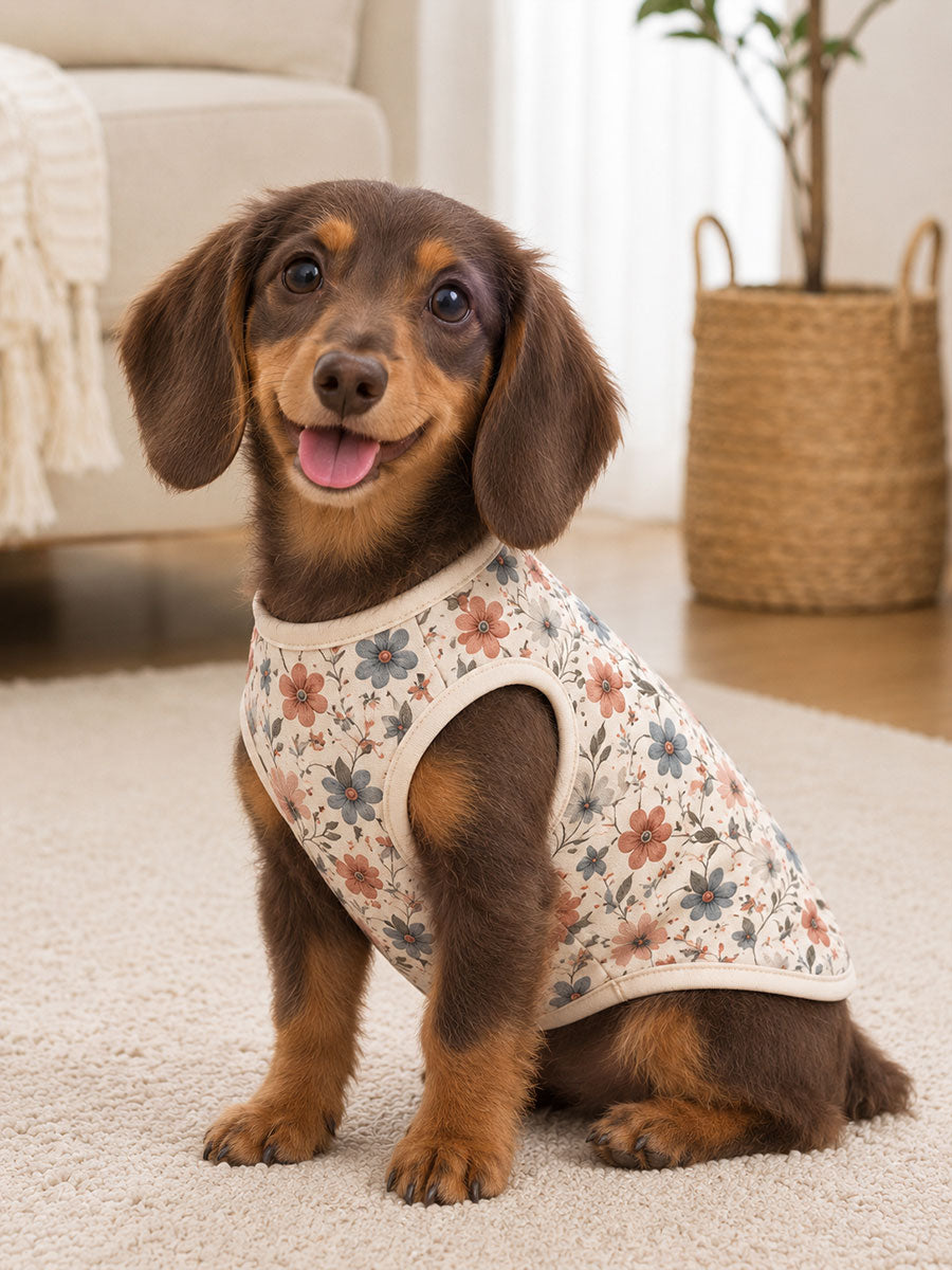 Blomster Print ærmeløse Pet Vest (egnet til katte og hunde)