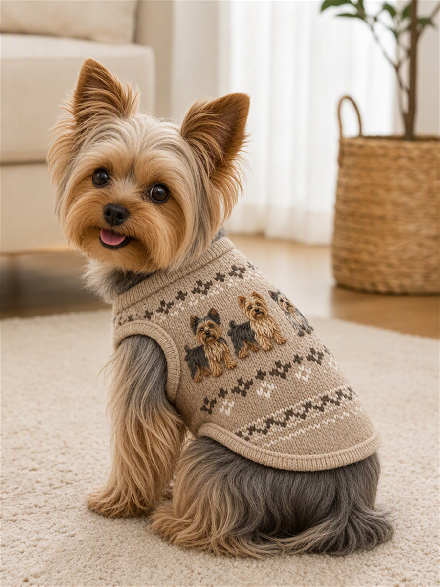 Vintage Yorkie Hunde Isle Mønster Print Kæledyr ærmeløse Veste