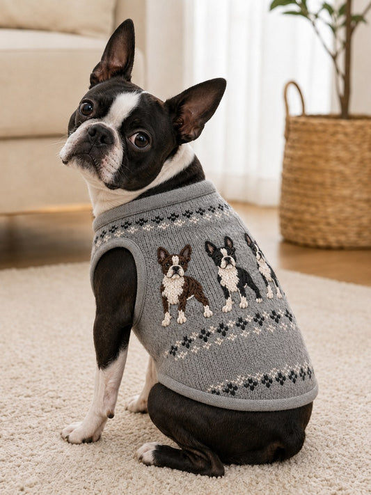 Vintage Boston Terrier hunde Isle Mønster Print Kæledyr Slemløse Veste
