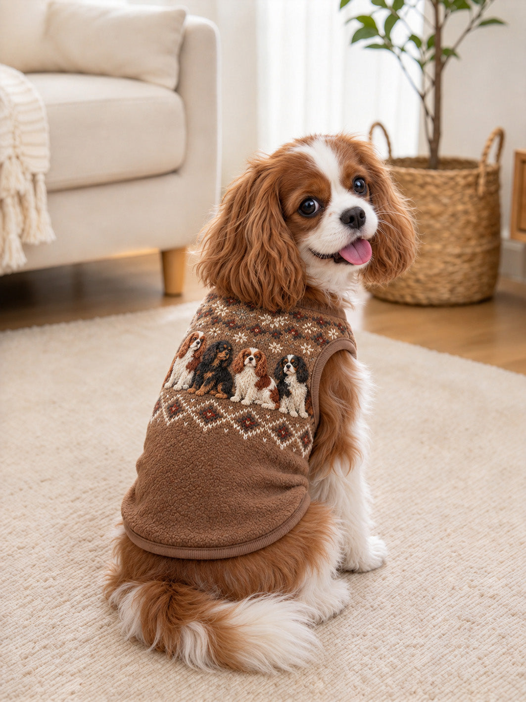 Cavalier King Charles Spaniel Mønster Design Kæledyr ærmeløse Veste