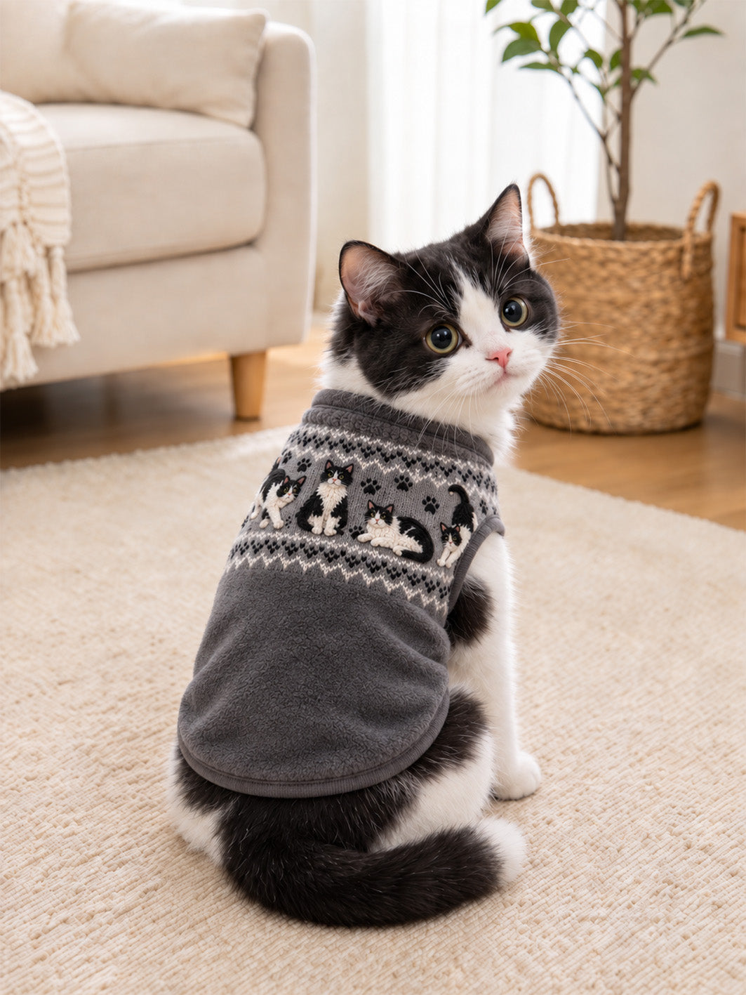 Tuxedo Cat Mønster Design Kæledyr ærmeløse Veste