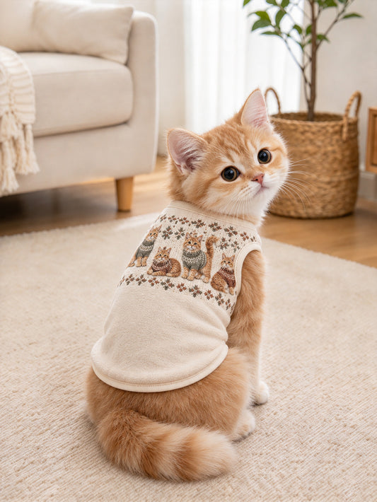 Orange Cat Mønster Design Kæledyr ærmeløs Veste