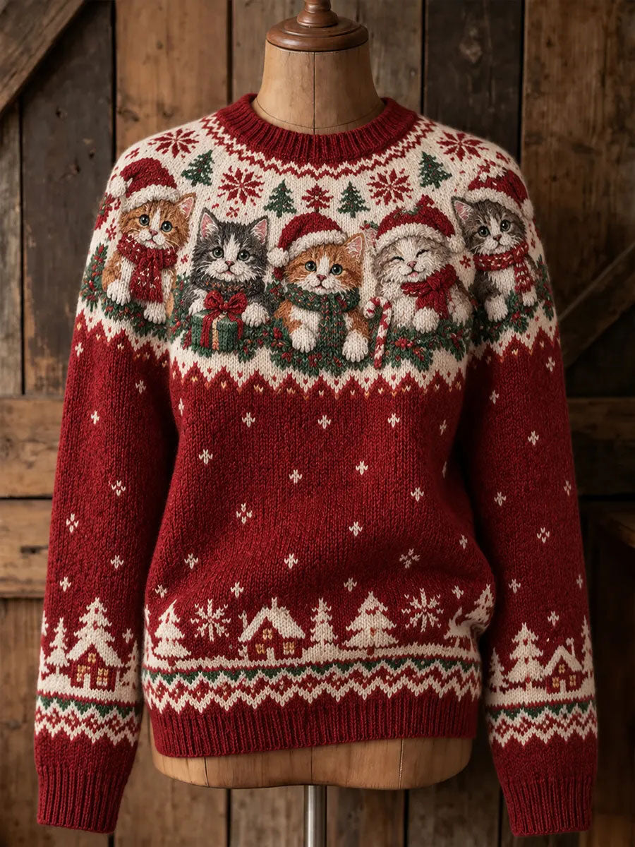 Kvinder Jule Hattekat Print sweater.