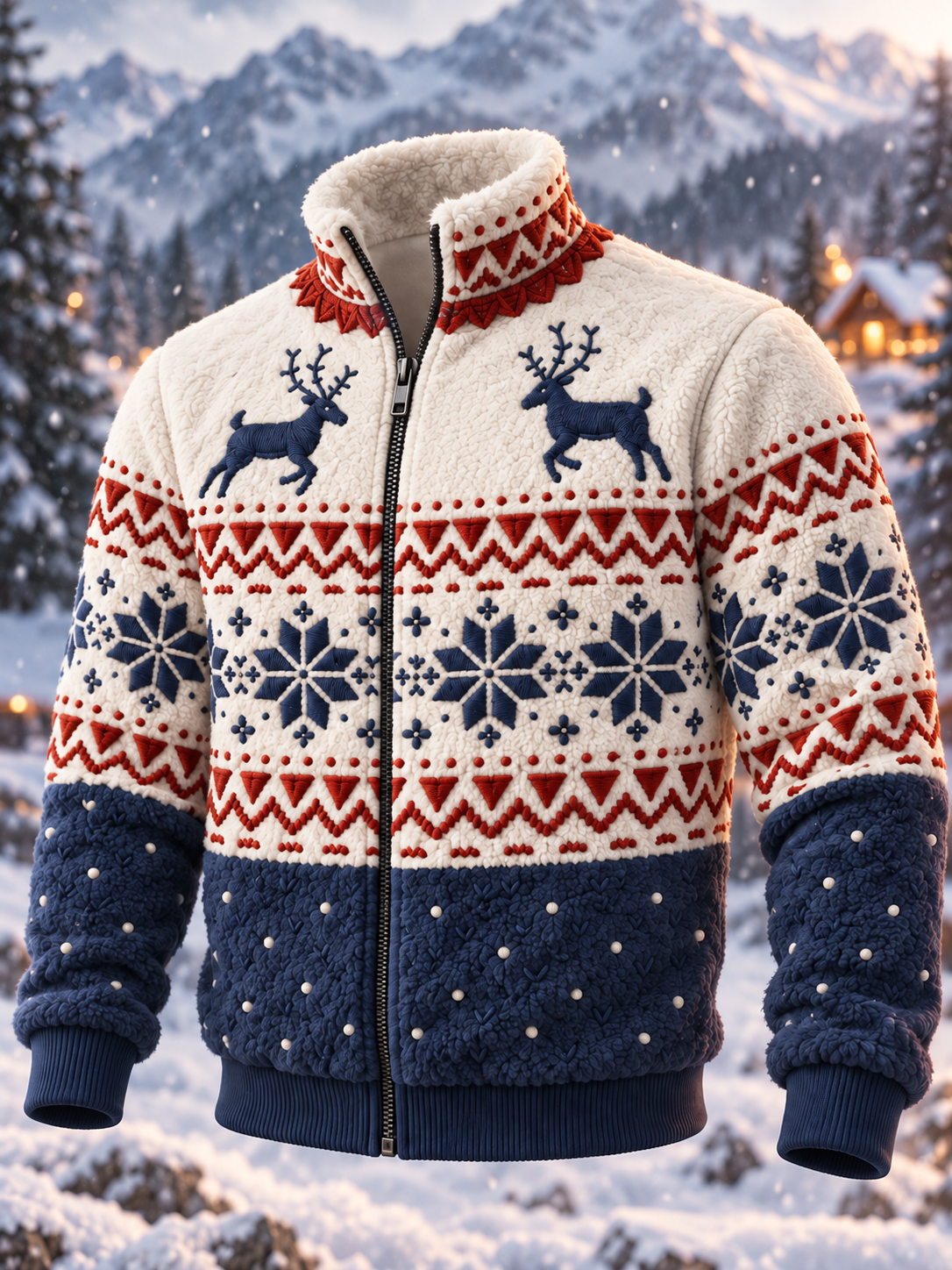 Mænds juletrøje med norsk mønster Flanneljakke