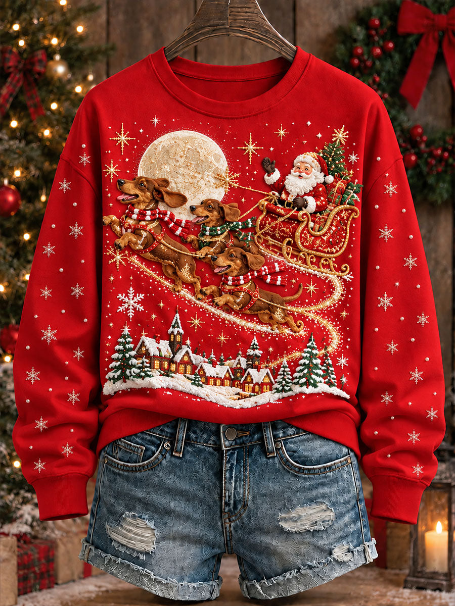 Kvinders jul Dachhund Print Sweatshirt