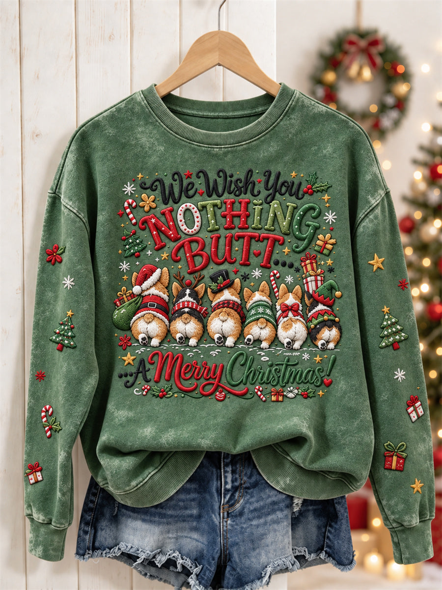 Kvinder Vi ønsker dig ingenting Butt en glædelig jul Corgi hunde Print Sweatshirt
