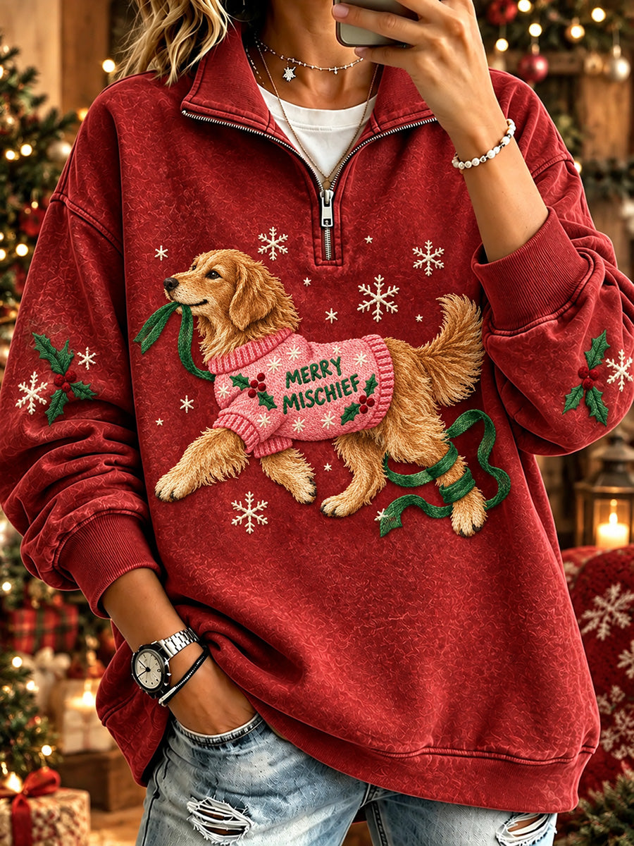 Kvinders dejlige jul Golden Retriever Print Hyggelig Sweatshirt