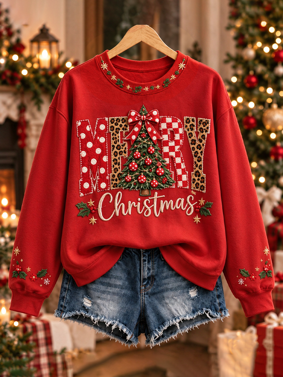 Kvinders juleprintede almindelige sweatshirt