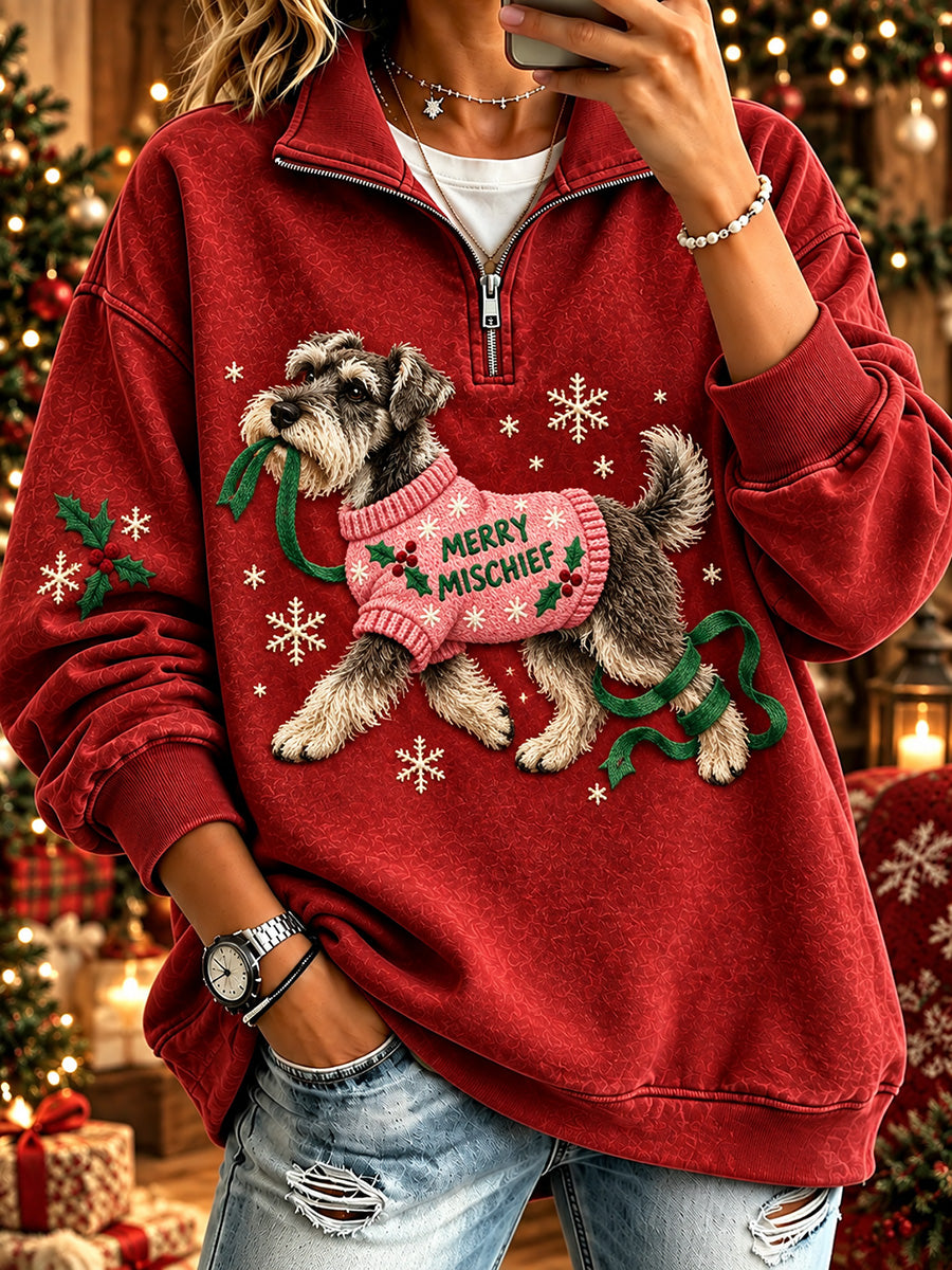 Kvinders dejlige jul Schnauzer Print hyggelig sweathirt