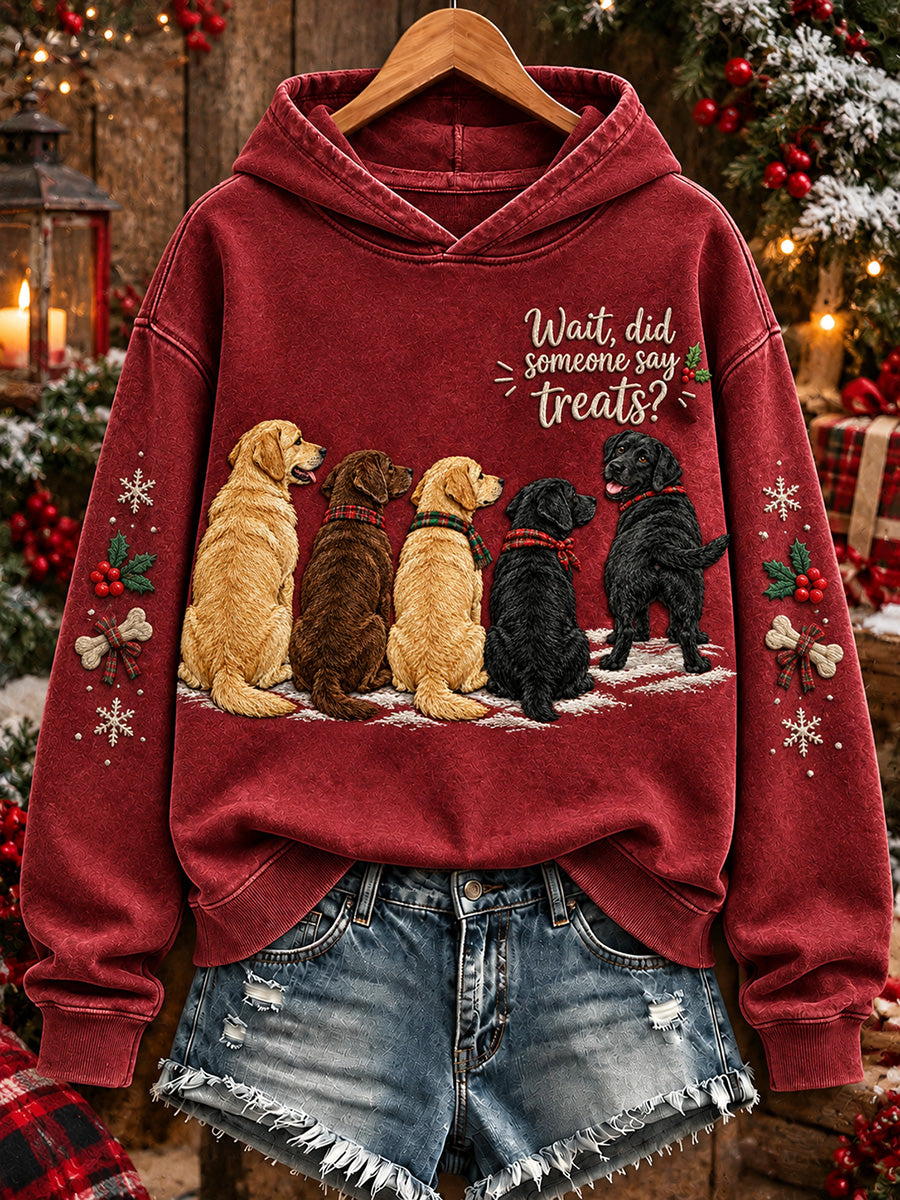 Kvinders vente Har nogen sagt behandler julen Labrador Print Hoodie Print