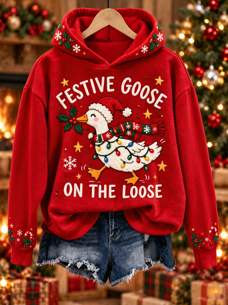 Kvinders juleprintede almindelige sweatshirt