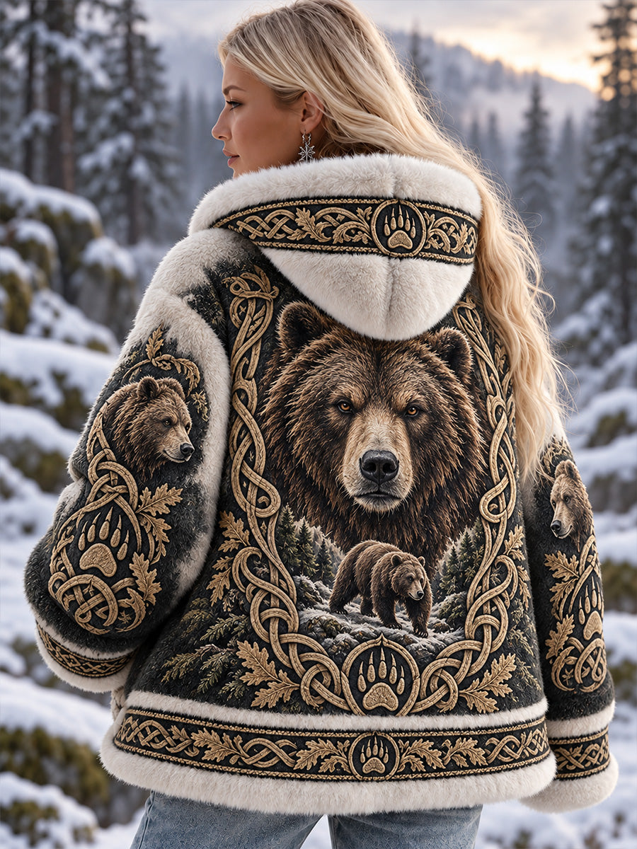 Kvinders Vintage NordicVikingScandinavian stil Art-Print Casual Flannel hyggelig jakken