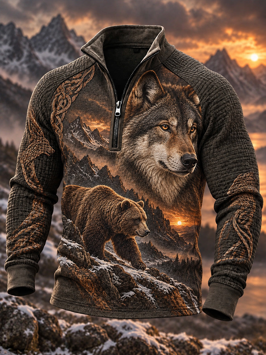 Mænds Vintage Nordic Viking Scandinavian Style Graphic Print Casual Sweatshirt